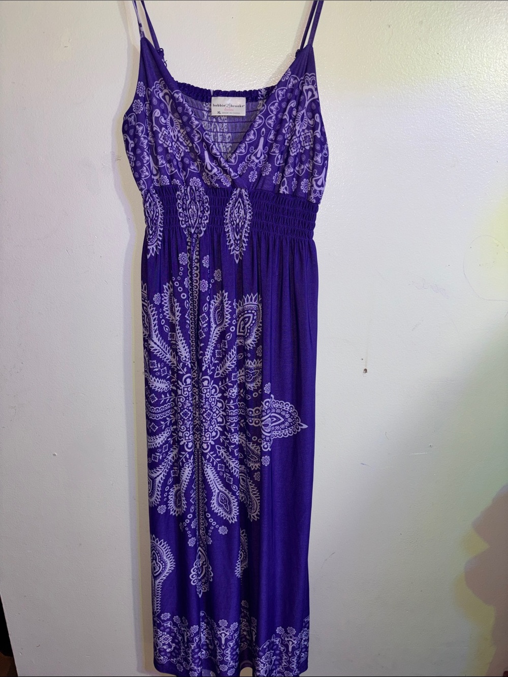 Bobbie Brooks Purple Paisley Maxi with Smocked Waistband